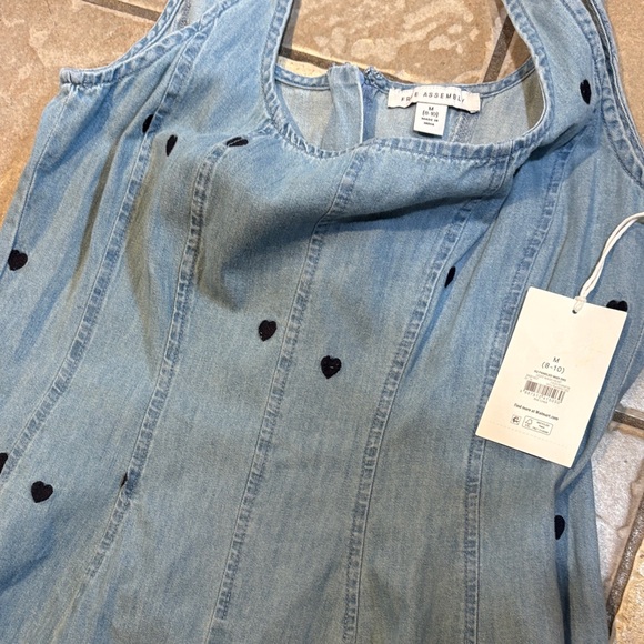 New Free Assembly Blue Denim Dress with Polka Dots - Picture 5 of 7